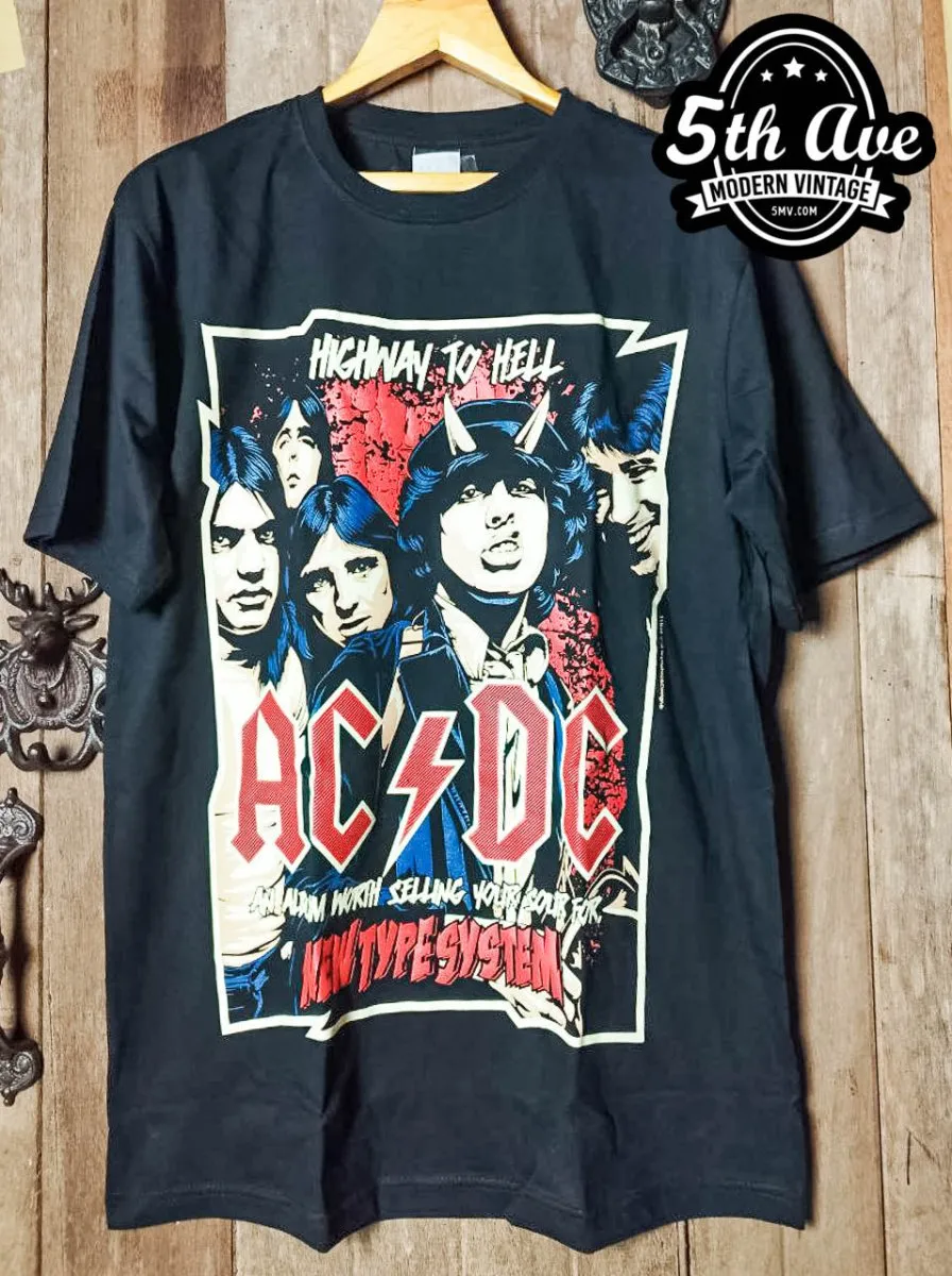 AC/DC "Highway to Hell" Black Crew Neck Double Stitch t shirt