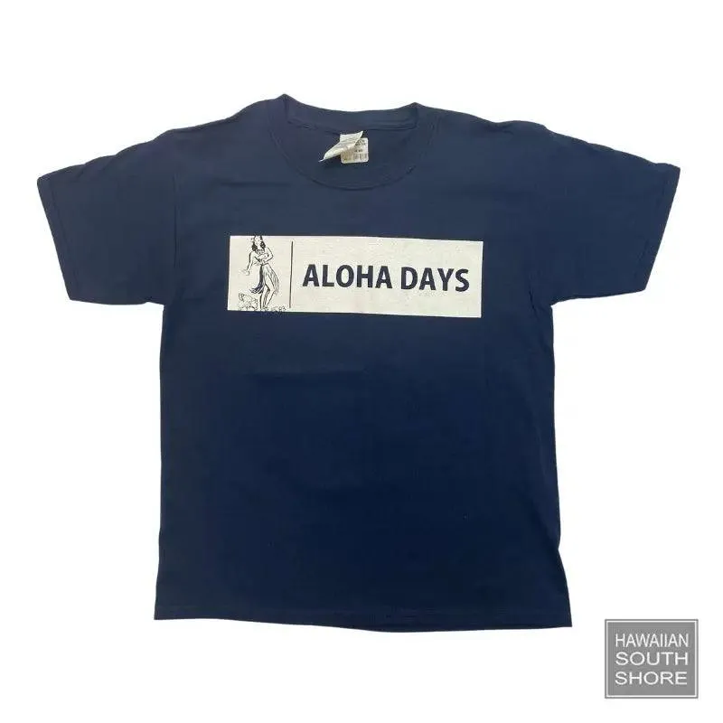 Aloha Days T-Shirt Box Logo 2 Small-Large Navy