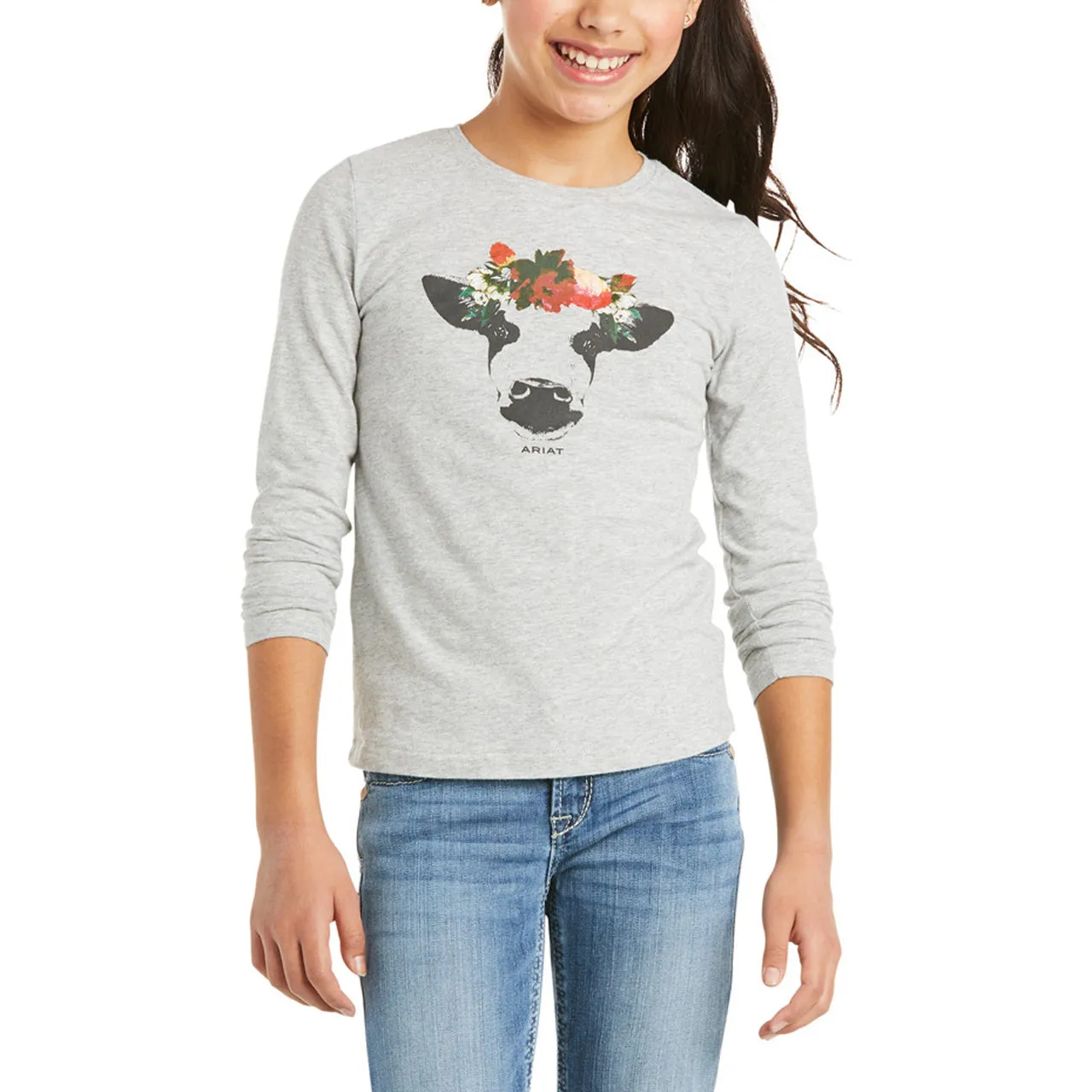 Ariat Girl's Real Moodanna Heather Grey Tee Shirt 10035259