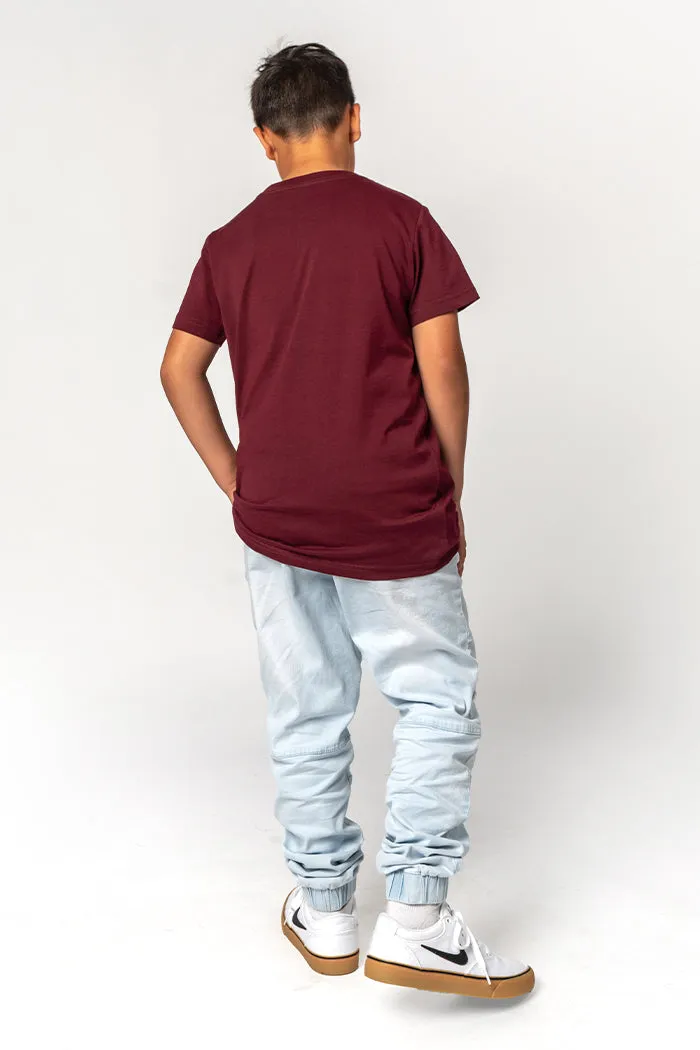 Barramundi Hunt Burgundy Cotton Crew Neck Kids T-Shirt