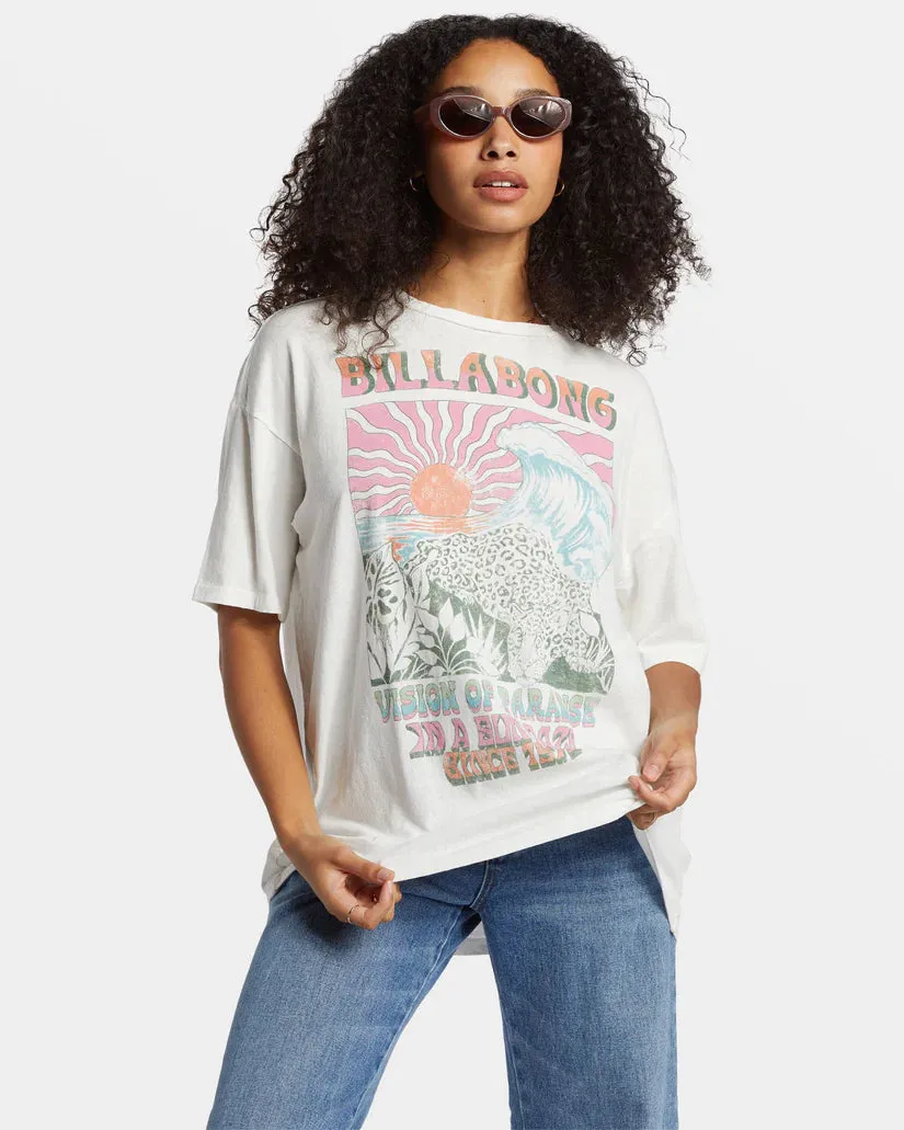 BILLABONG VISION OF PARADISE OVERSIZED WOMENS TEE - SALT CRYSTAL WHITE