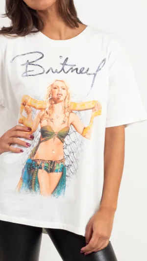 Britney Spears Slave 4 U Merch Tee - Vintage White