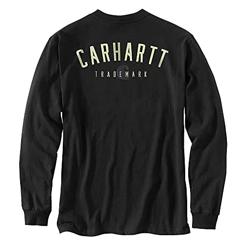 Carhartt 105055 Men's Loose Fit Heavyweight Long-Sleeve Pocket Trademark Graphi - X-Large Tall - Black