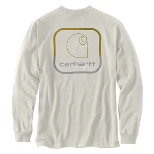 Carhartt 105584 Men's Loose Fit Heavyweight Long-Sleeve Pocket Logo Graphic T-S - XXX-Large - Malt