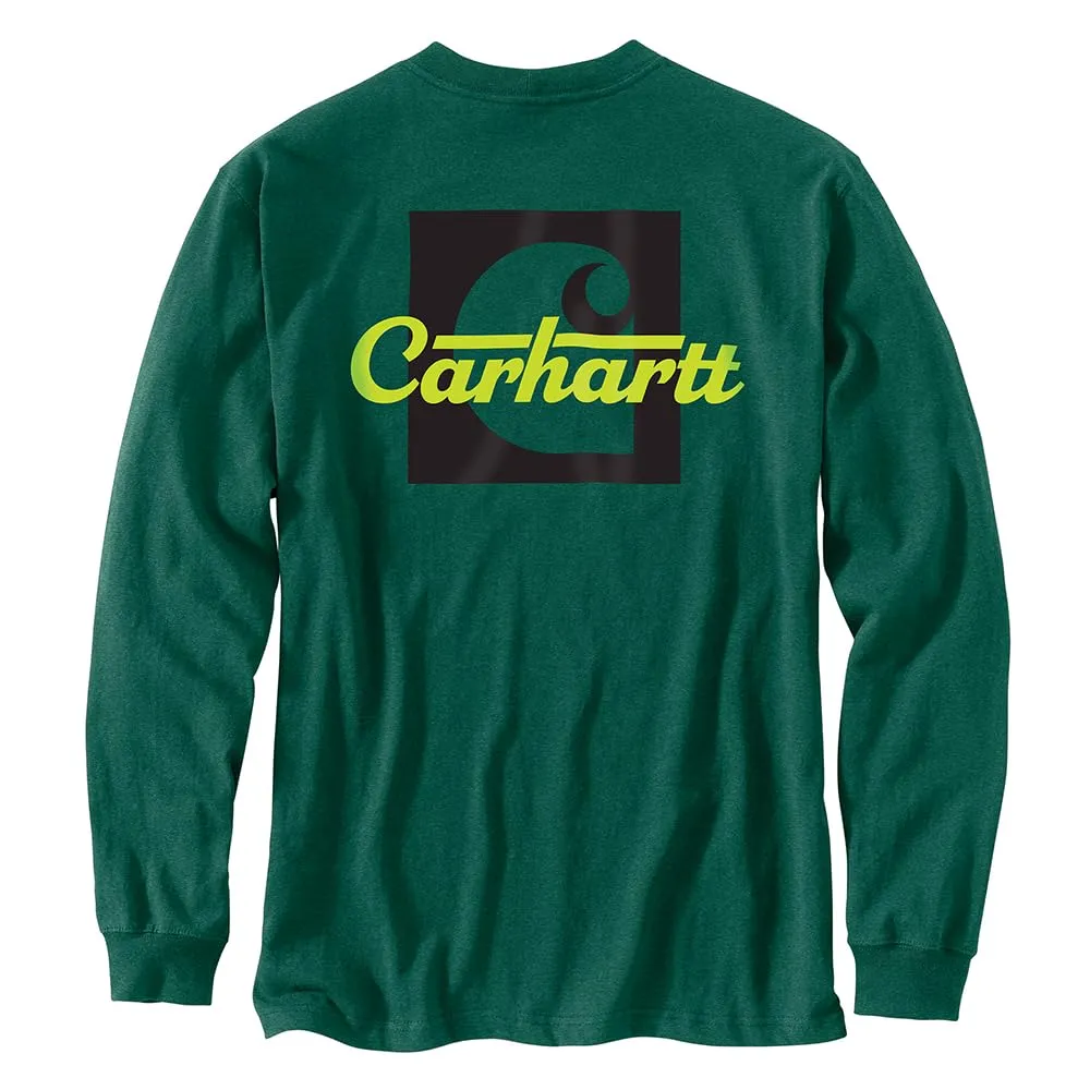 Carhartt 106040 Men's Loose Fit Heavyweight Long-Sleeve Pocket Script Graphic T