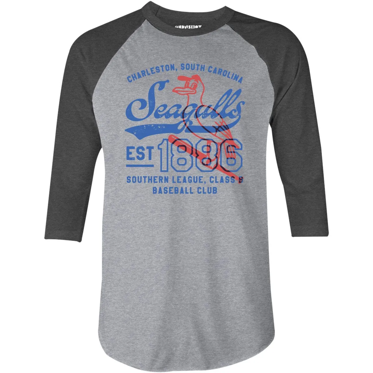 Charleston Seagulls - South Carolina - Vintage Defunct Baseball Teams - 3/4 Sleeve Raglan T-Shirt