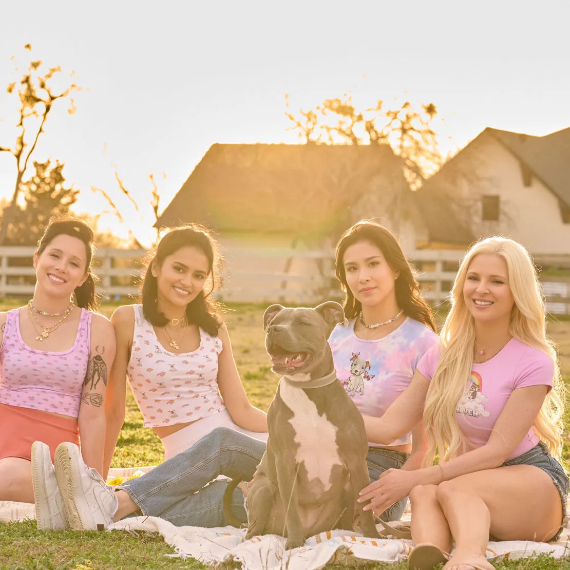 Cloud Haven Heavenly Baby Tee | Rainbow Graphic Crop Top Pink