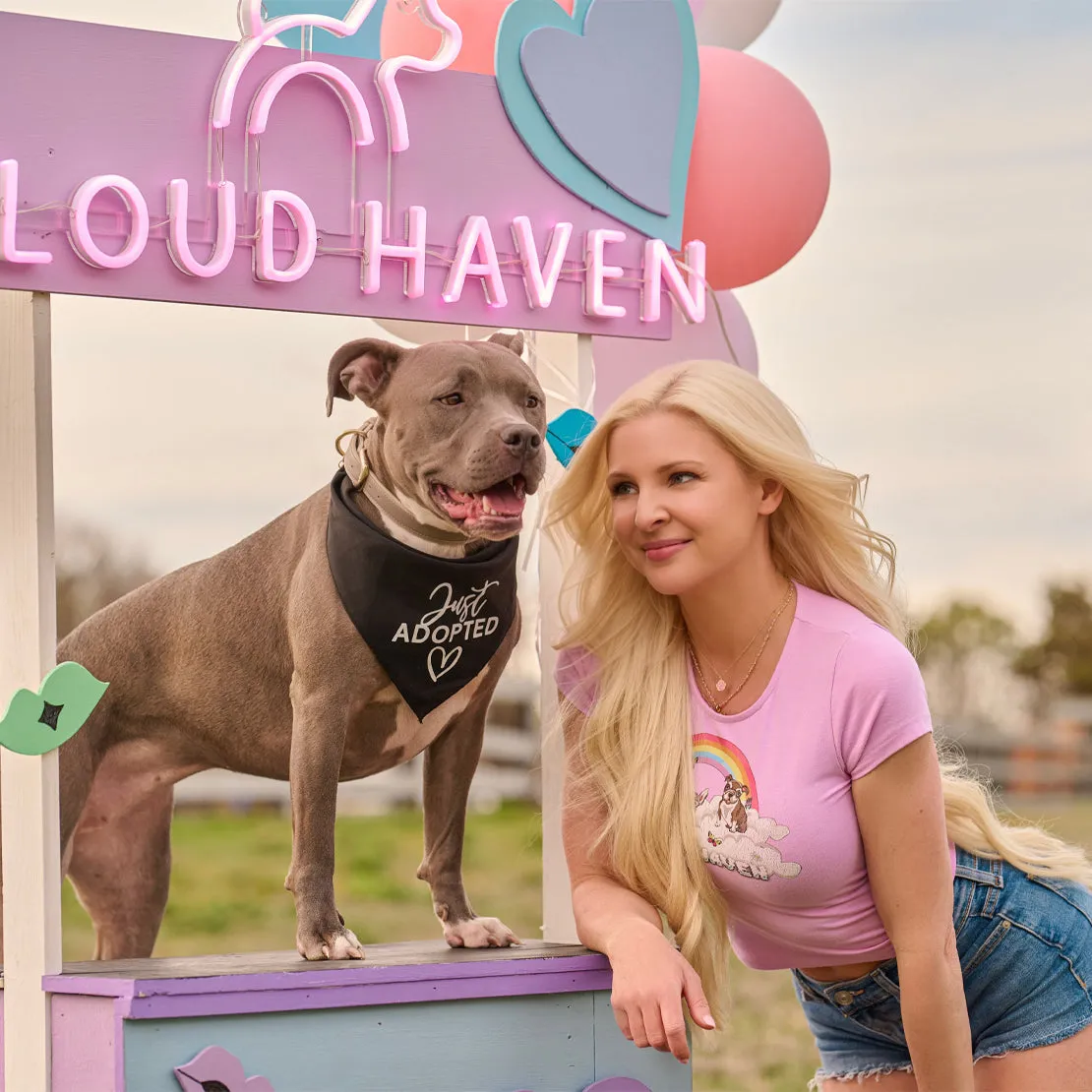 Cloud Haven Heavenly Baby Tee | Rainbow Graphic Crop Top Pink