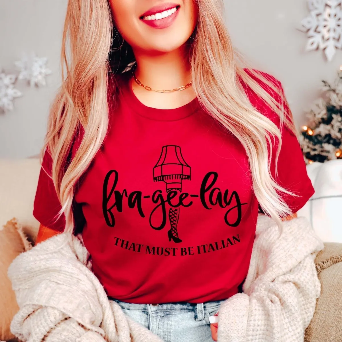 Couple Christmas Oh Fudge Hat & Fra-gee-lay Wholesale Bella Graphic Tee - Quick Shipping