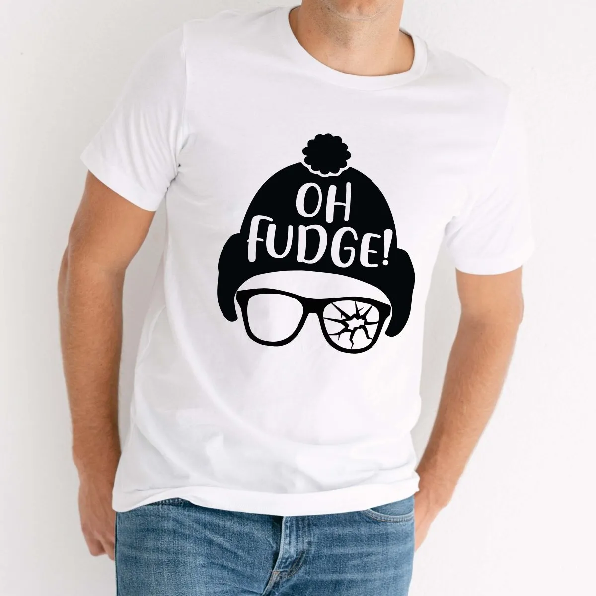 Couple Christmas Oh Fudge Hat & Fra-gee-lay Wholesale Bella Graphic Tee - Quick Shipping