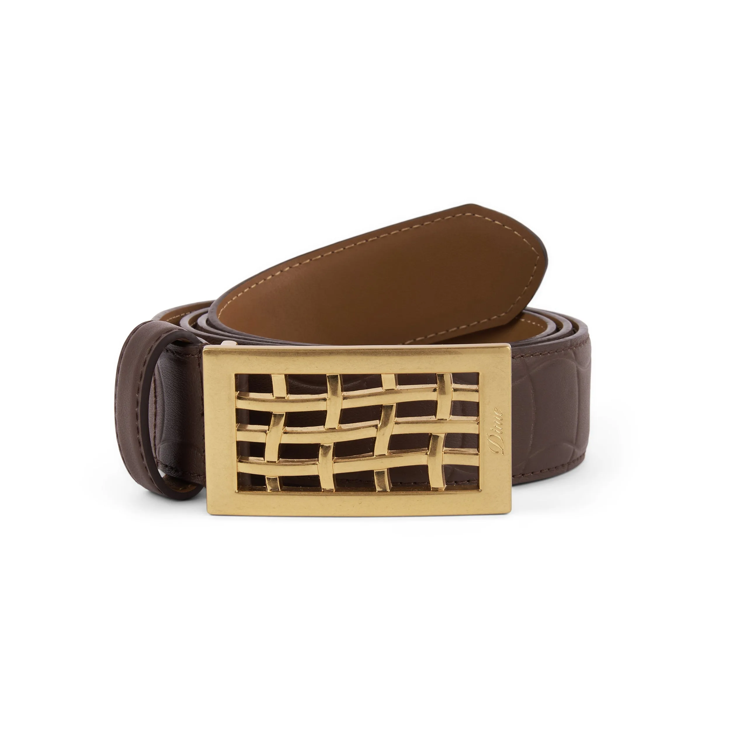 Dime Heavyweight Leather Belt: Brown