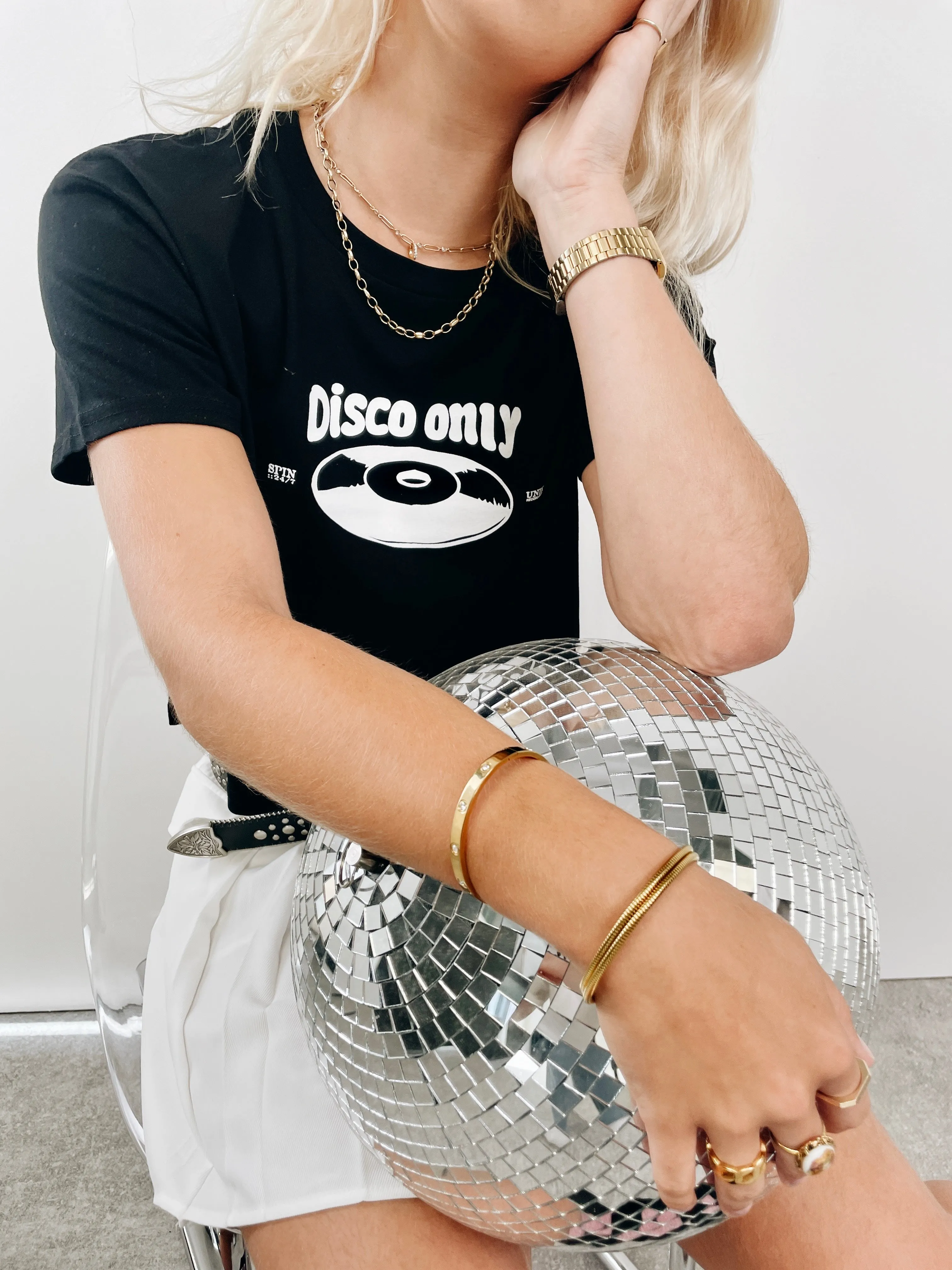 DISCO ONLY WMNS 'Mr Phomer' Cropped Tee - Black