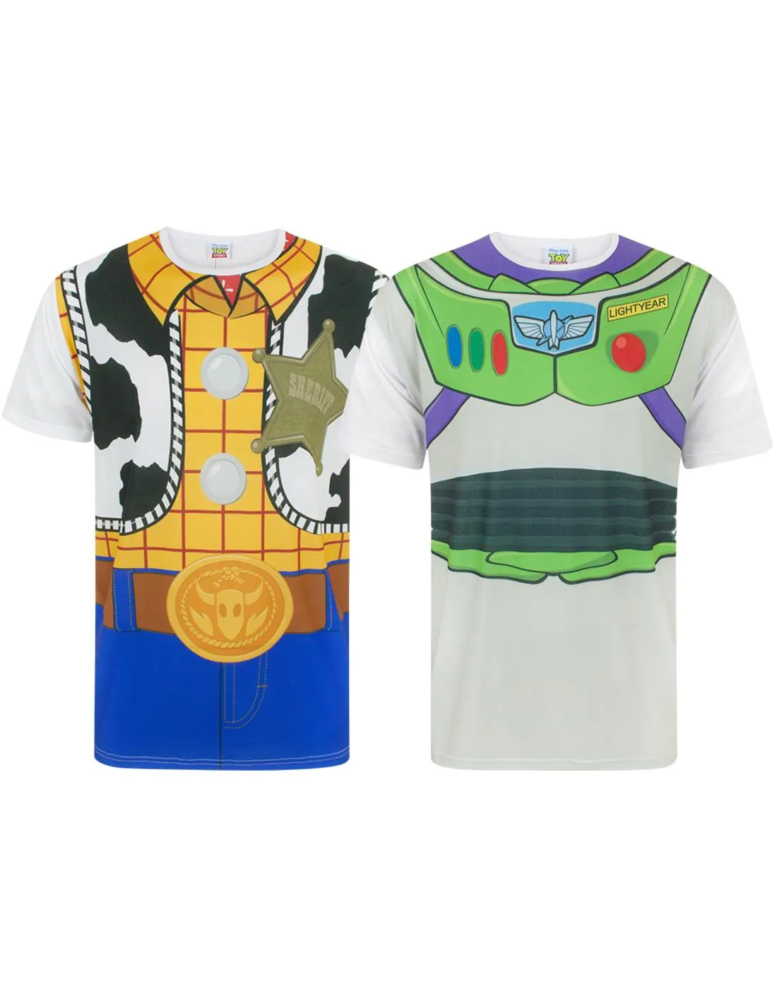 Disney Pixar Toy Story Woody Buzz Lightyear Costume T-Shirt Multi 2 PK Bundle