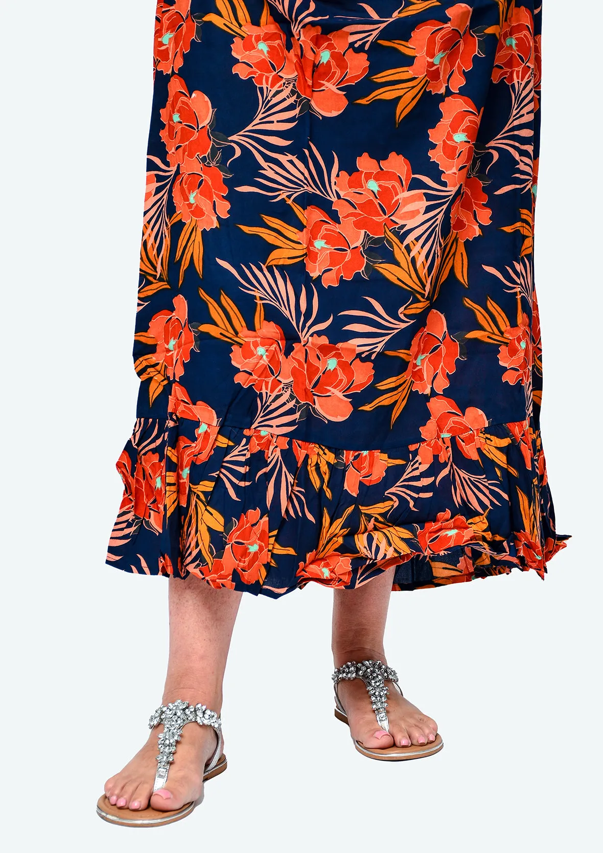 Floral Skirt With Ruffle Hem