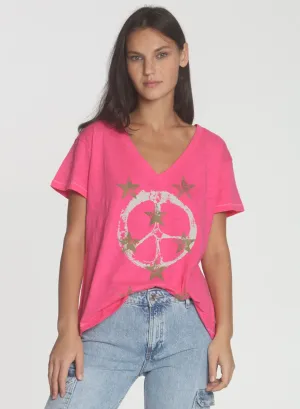 Graphic Rebel Vee - Hot Pink Peace Star