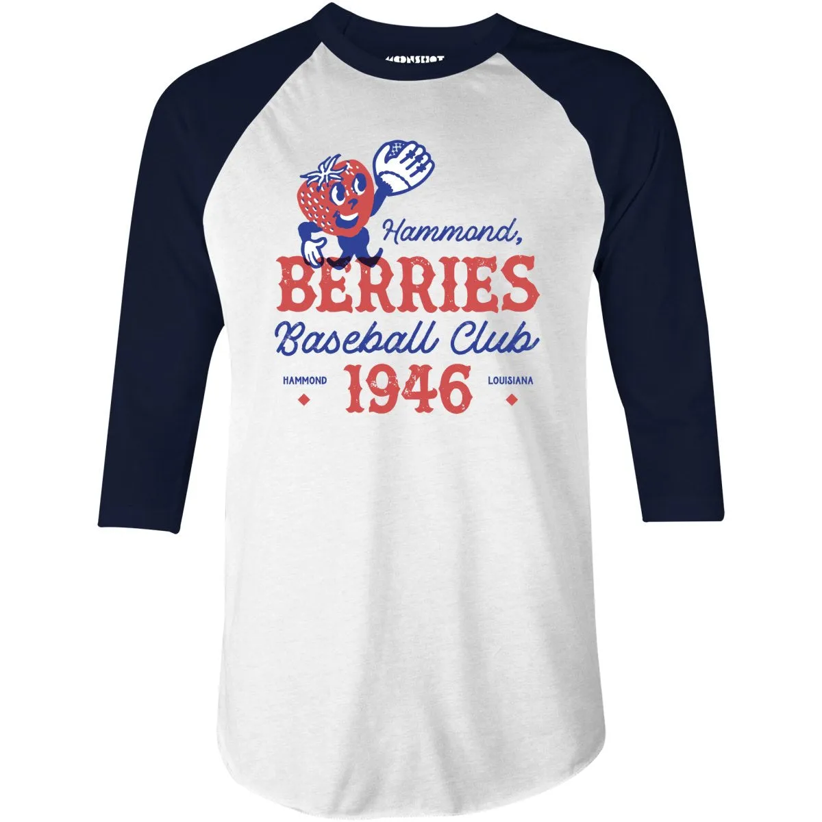 Hammond Berries - Louisiana - Vintage Defunct Baseball Teams - 3/4 Sleeve Raglan T-Shirt