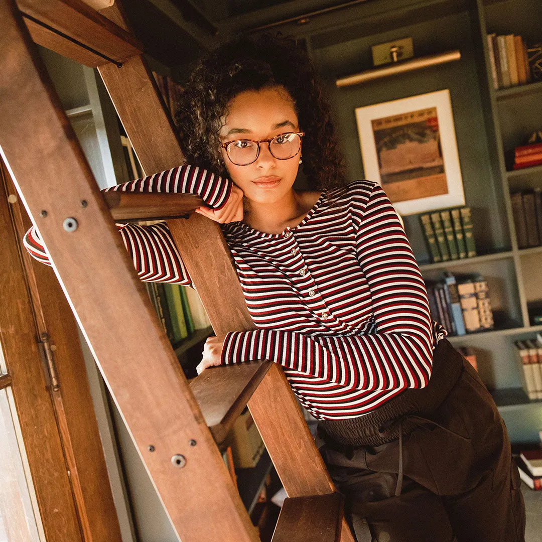 Henley, Burgundy Stripe