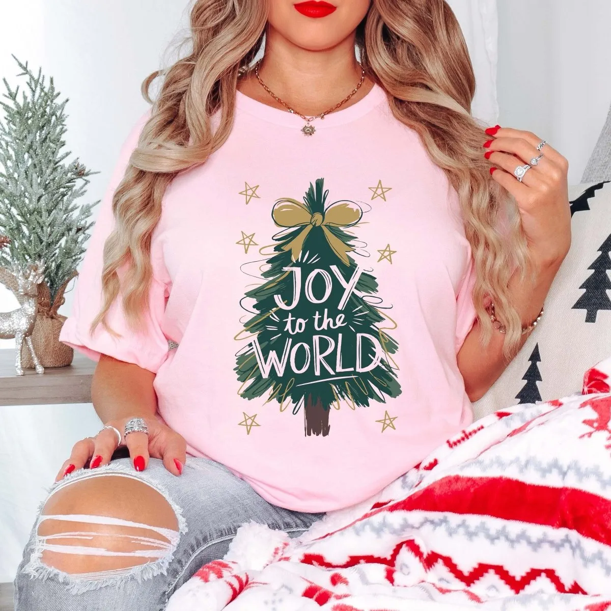 Joy To The World Tree Bella Graphic Tee