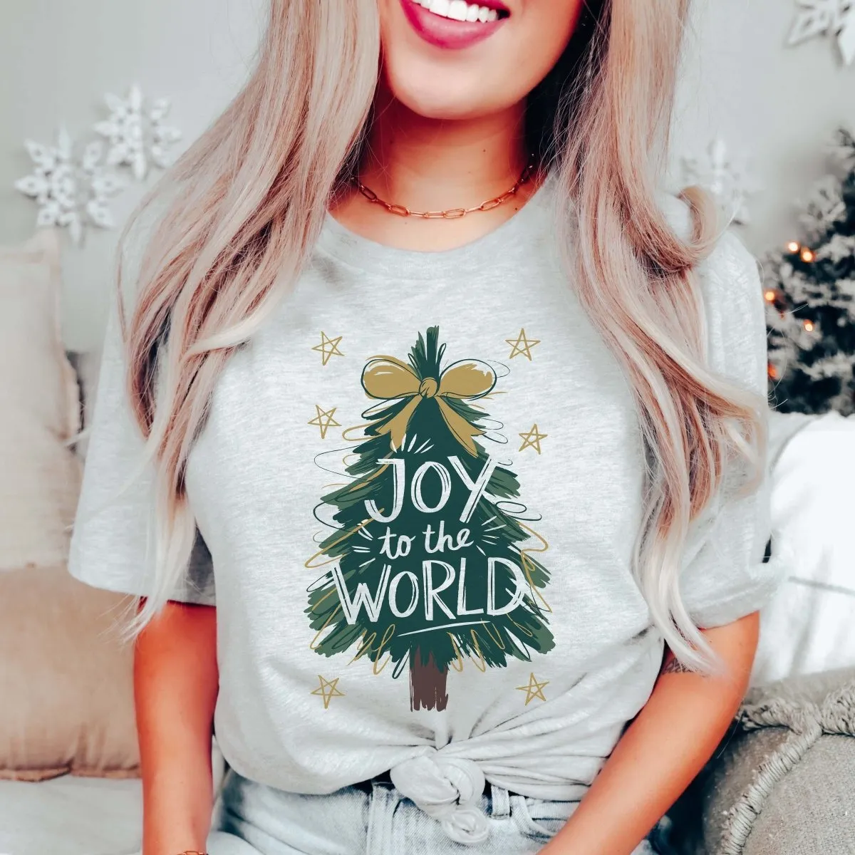 Joy To The World Tree Bella Graphic Tee