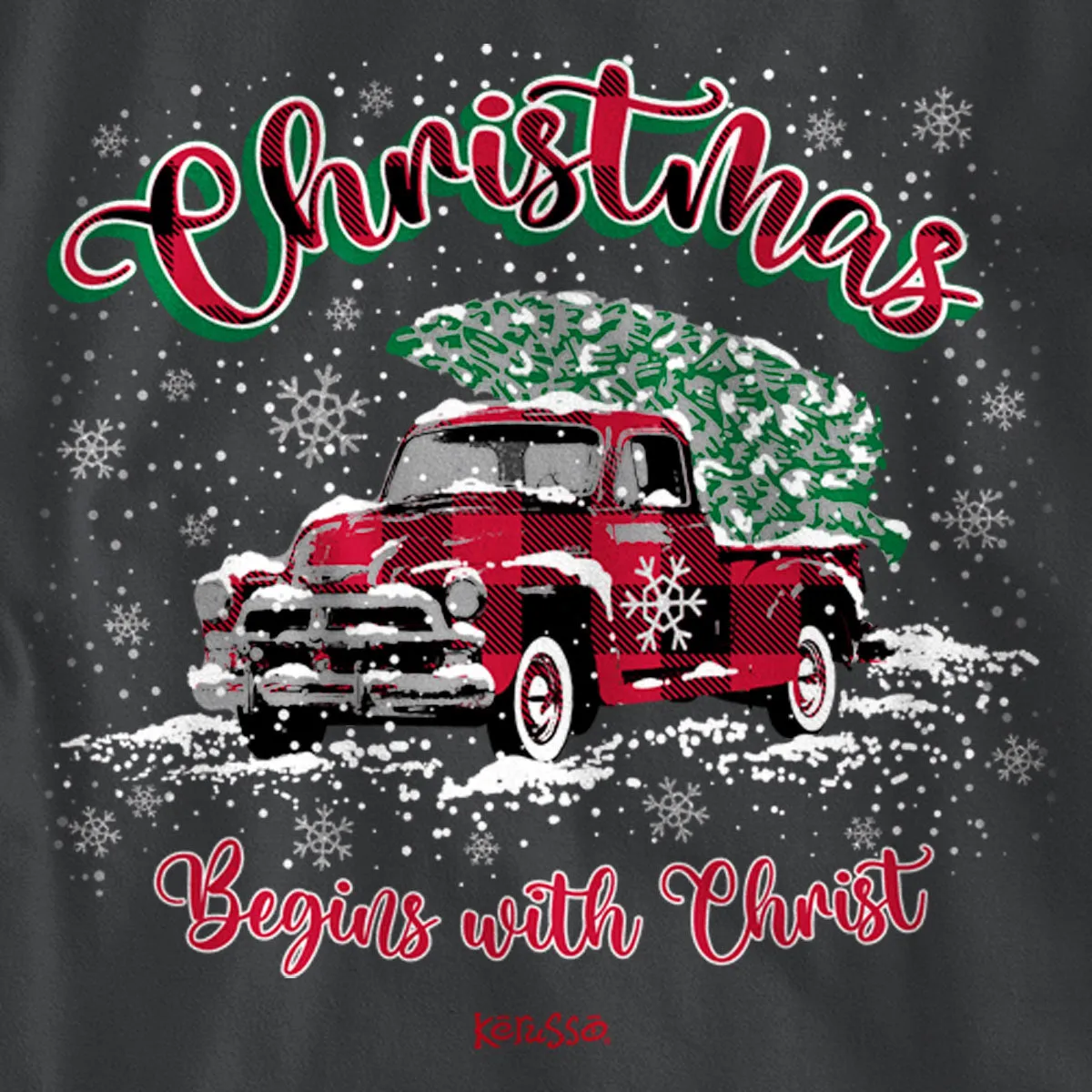 Kerusso Christmas Long Sleeve T-Shirt Christmas Tree Truck