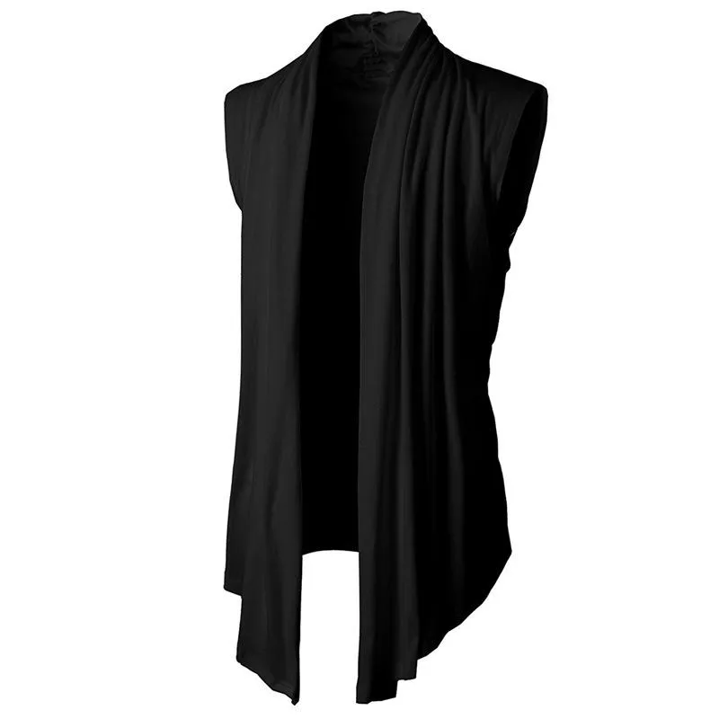 Men's Solid Color Sleeveless Knit Cardigan 28656829L