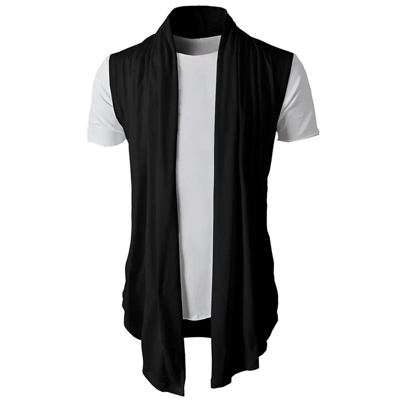 Men's Solid Color Sleeveless Knit Cardigan 28656829L