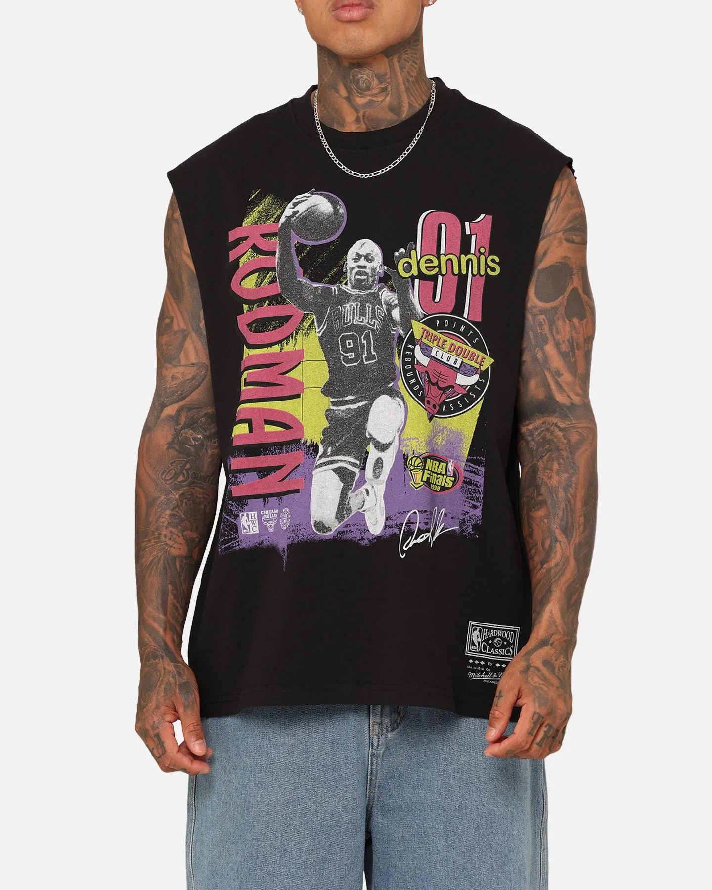 Mitchell & Ness Chicago Bulls Dennis Rodman Brush Off Muscle T-Shirt Black