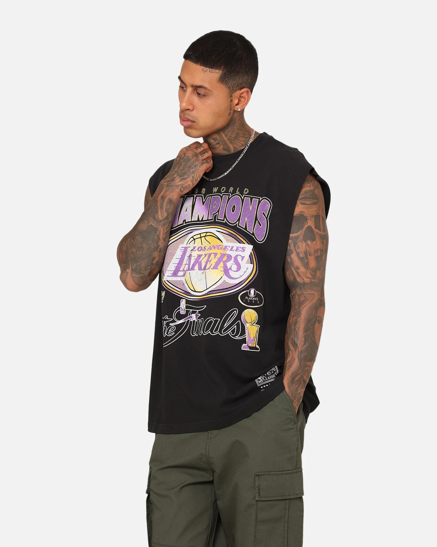 Mitchell & Ness Los Angeles Lakers Vintage Muscle T-Shirt Faded Black