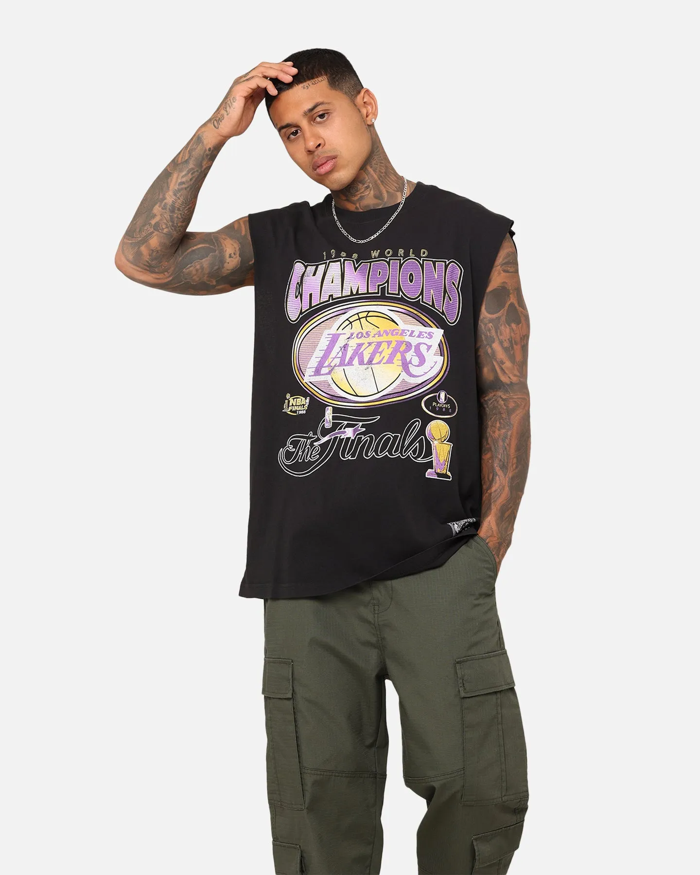 Mitchell & Ness Los Angeles Lakers Vintage Muscle T-Shirt Faded Black