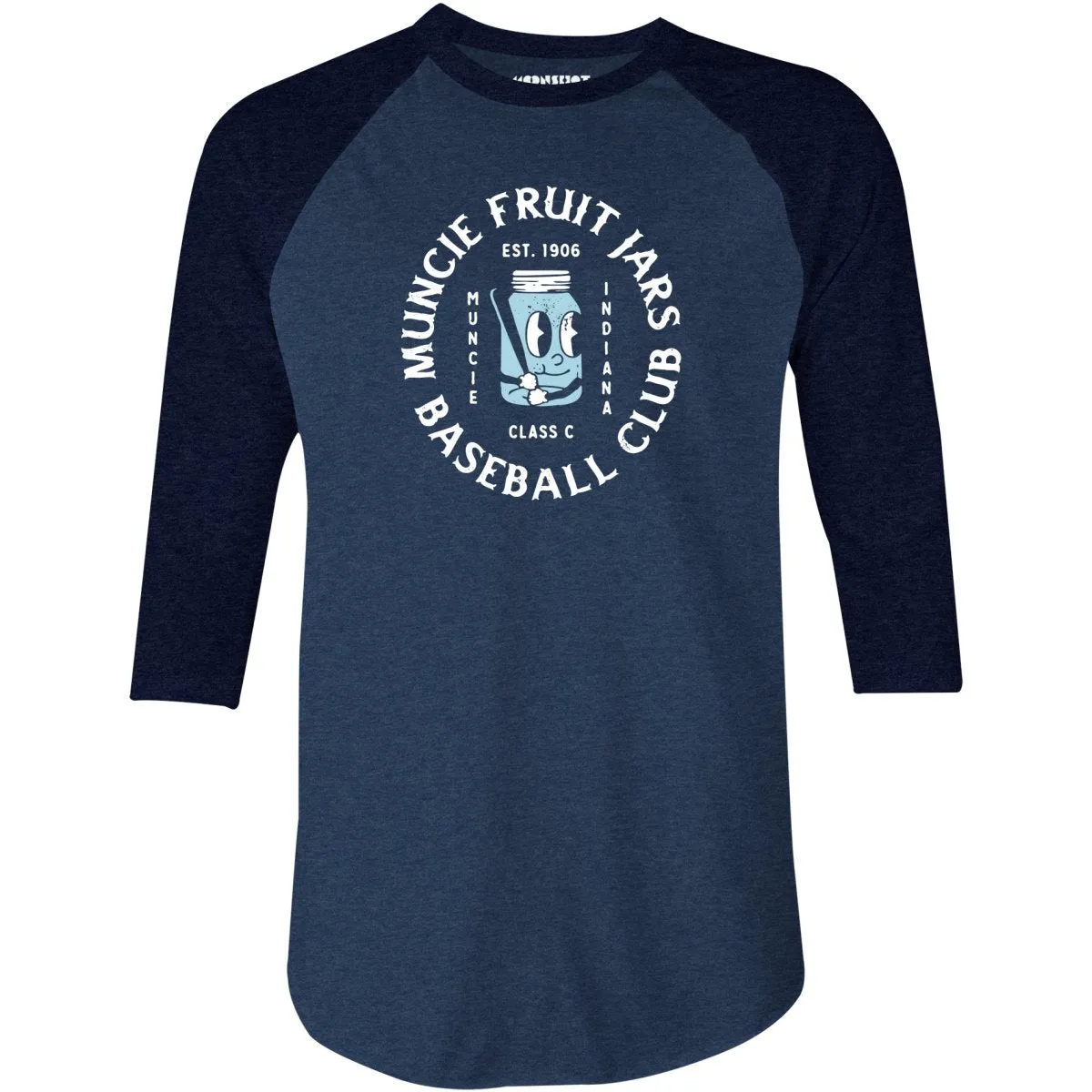 Muncie Fruit Jars - Indiana - Vintage Defunct Baseball Teams - 3/4 Sleeve Raglan T-Shirt