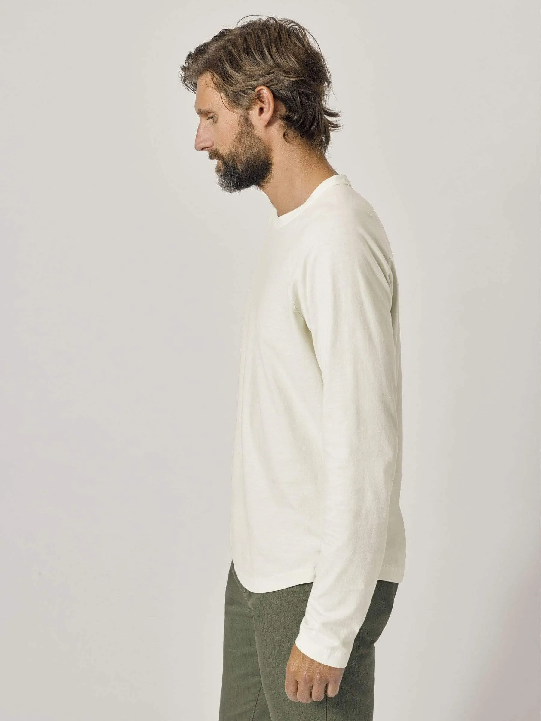 Natural Venice Wash Sueded Cotton Long Sleeve Raglan Tee