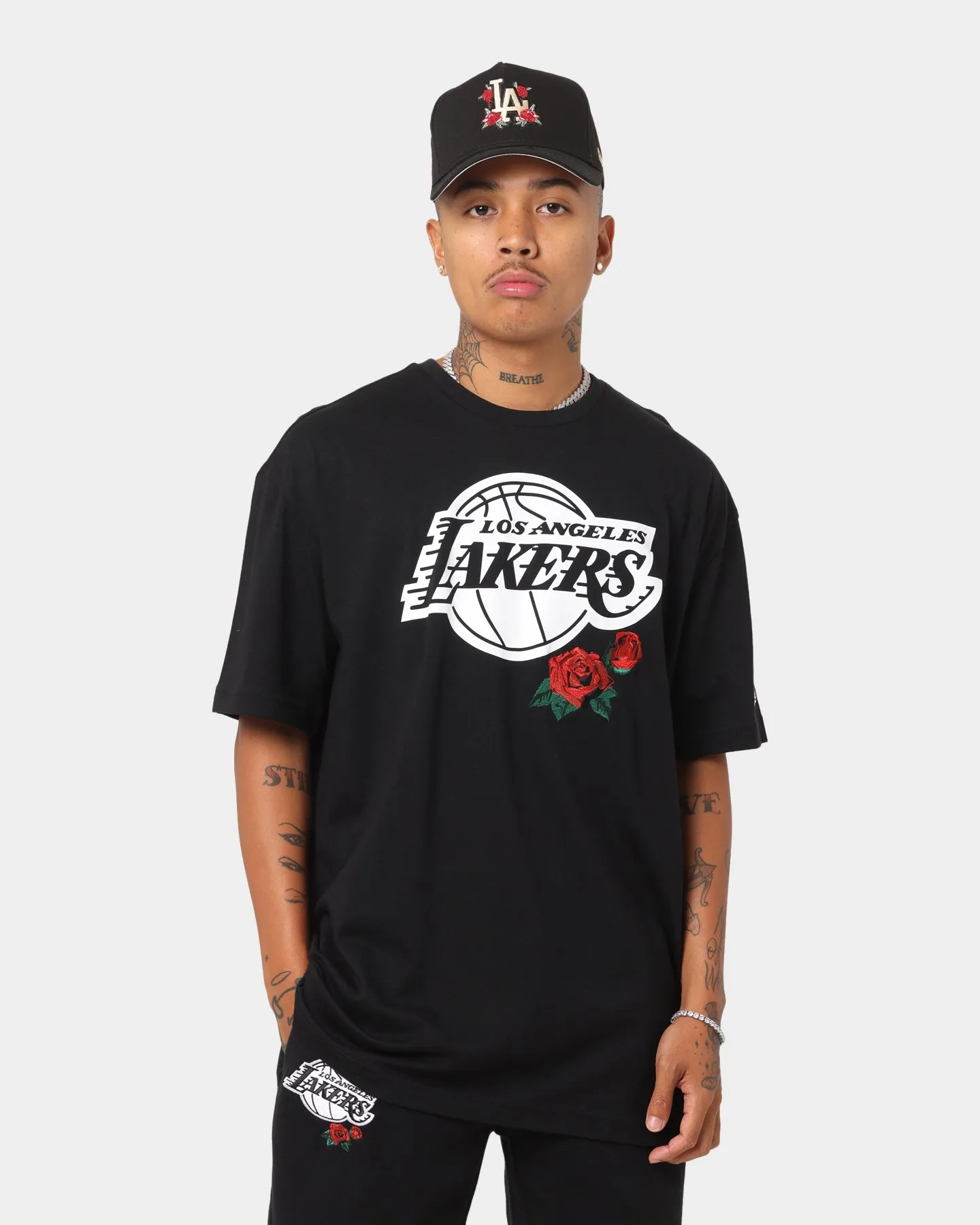 New Era Los Angeles Lakers Rose Oversized T-Shirt Black