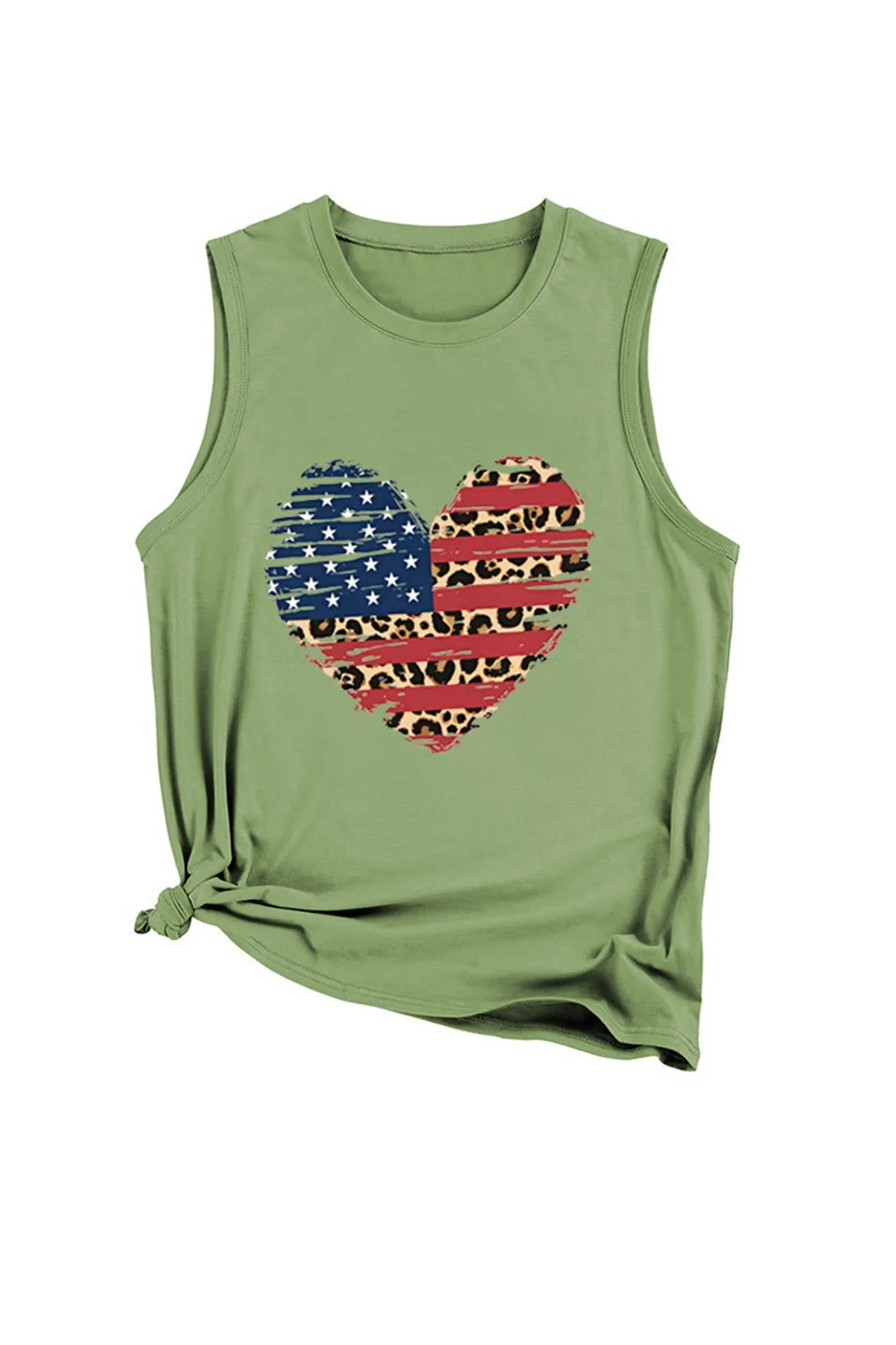 Peach Heart Flag Graphic Sleeveless T-shirt