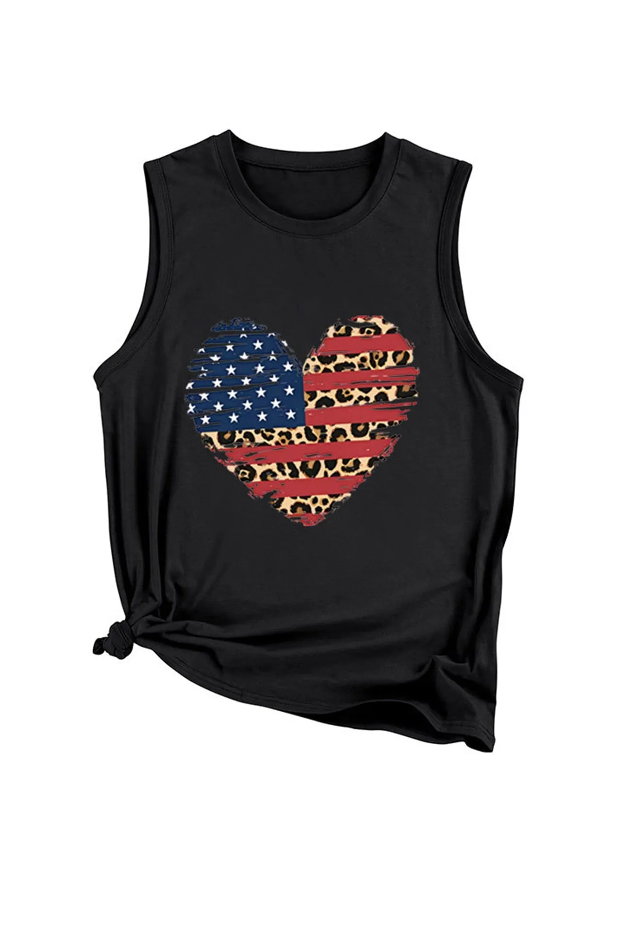 Peach Heart Flag Graphic Sleeveless T-shirt