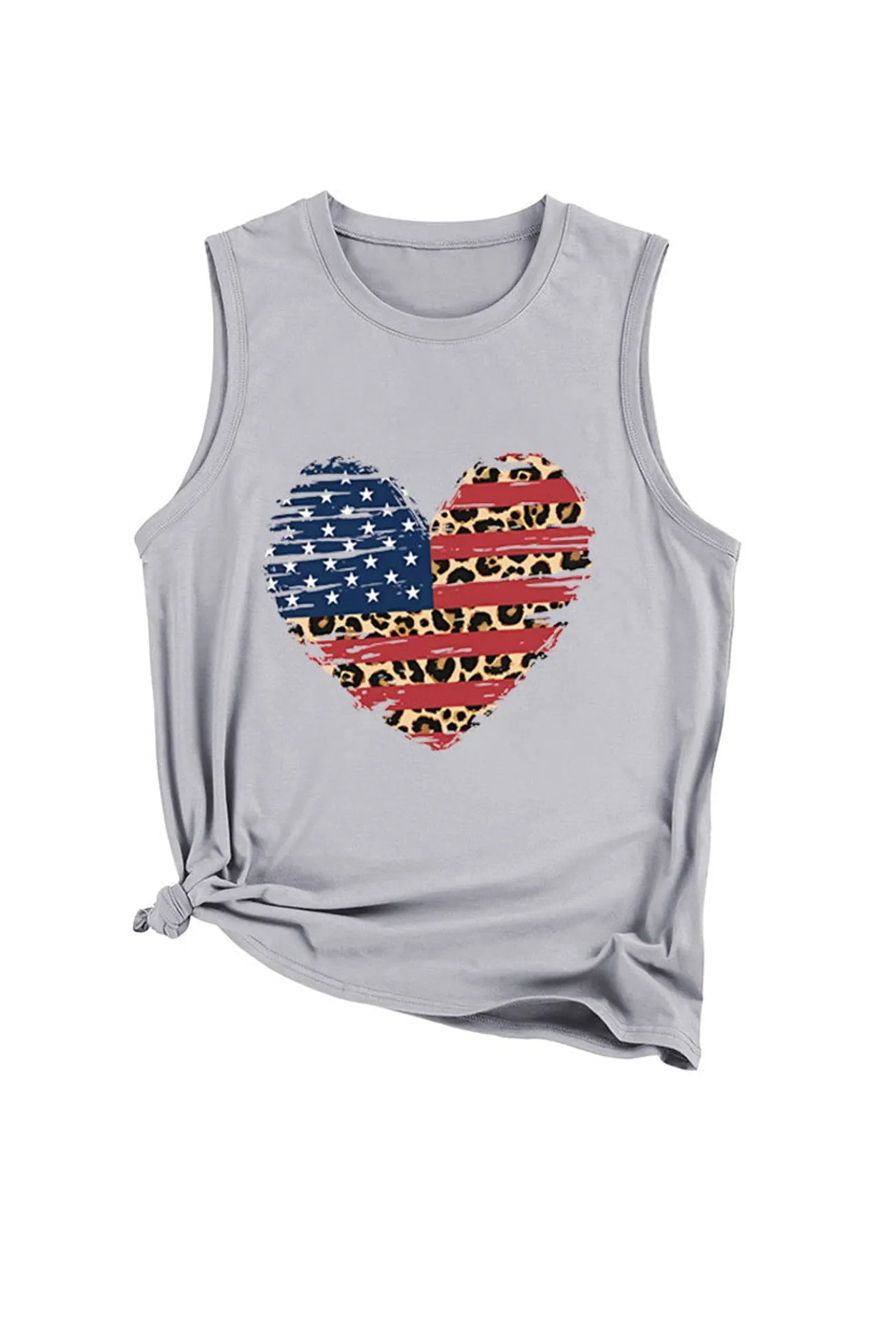 Peach Heart Flag Graphic Sleeveless T-shirt