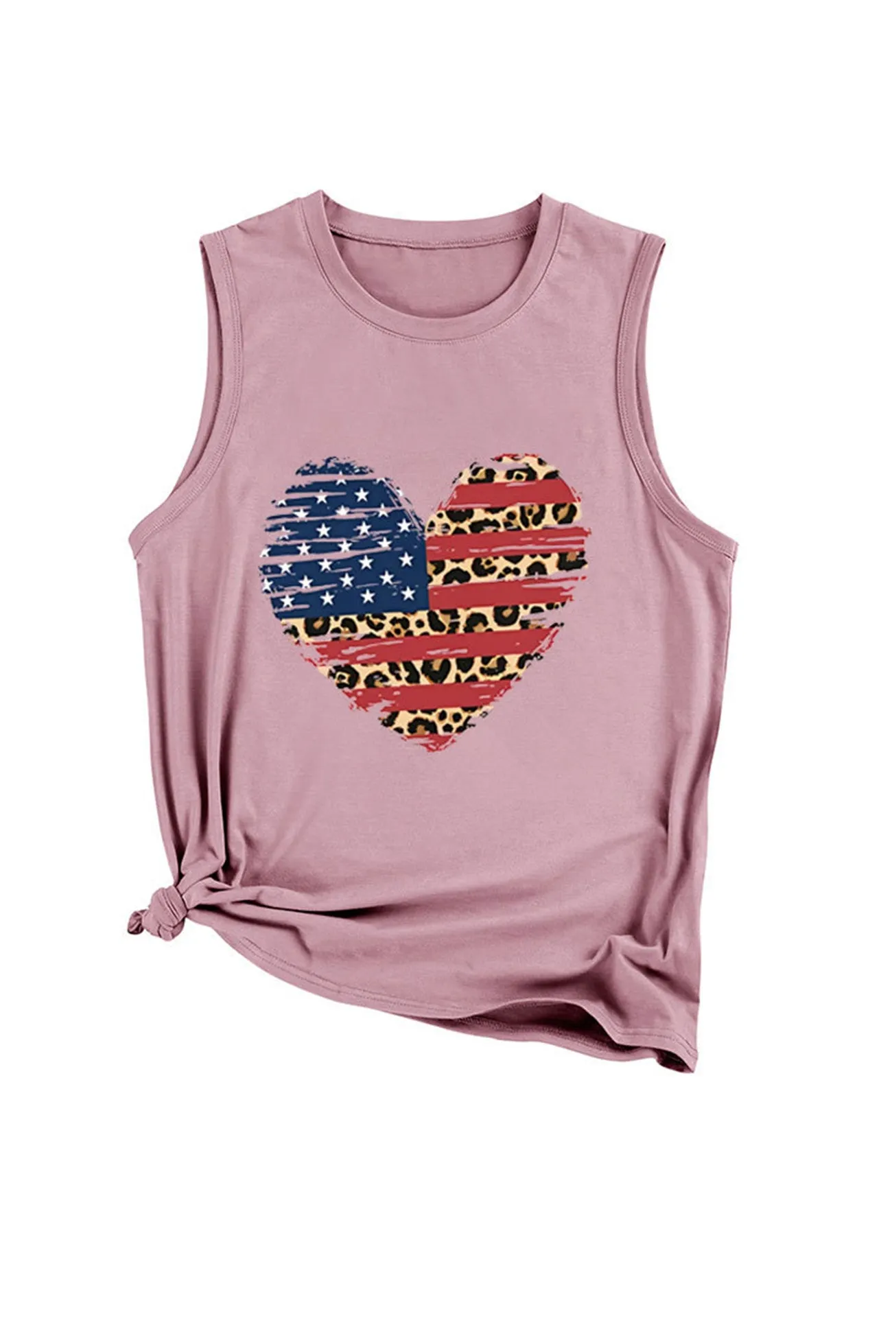 Peach Heart Flag Graphic Sleeveless T-shirt