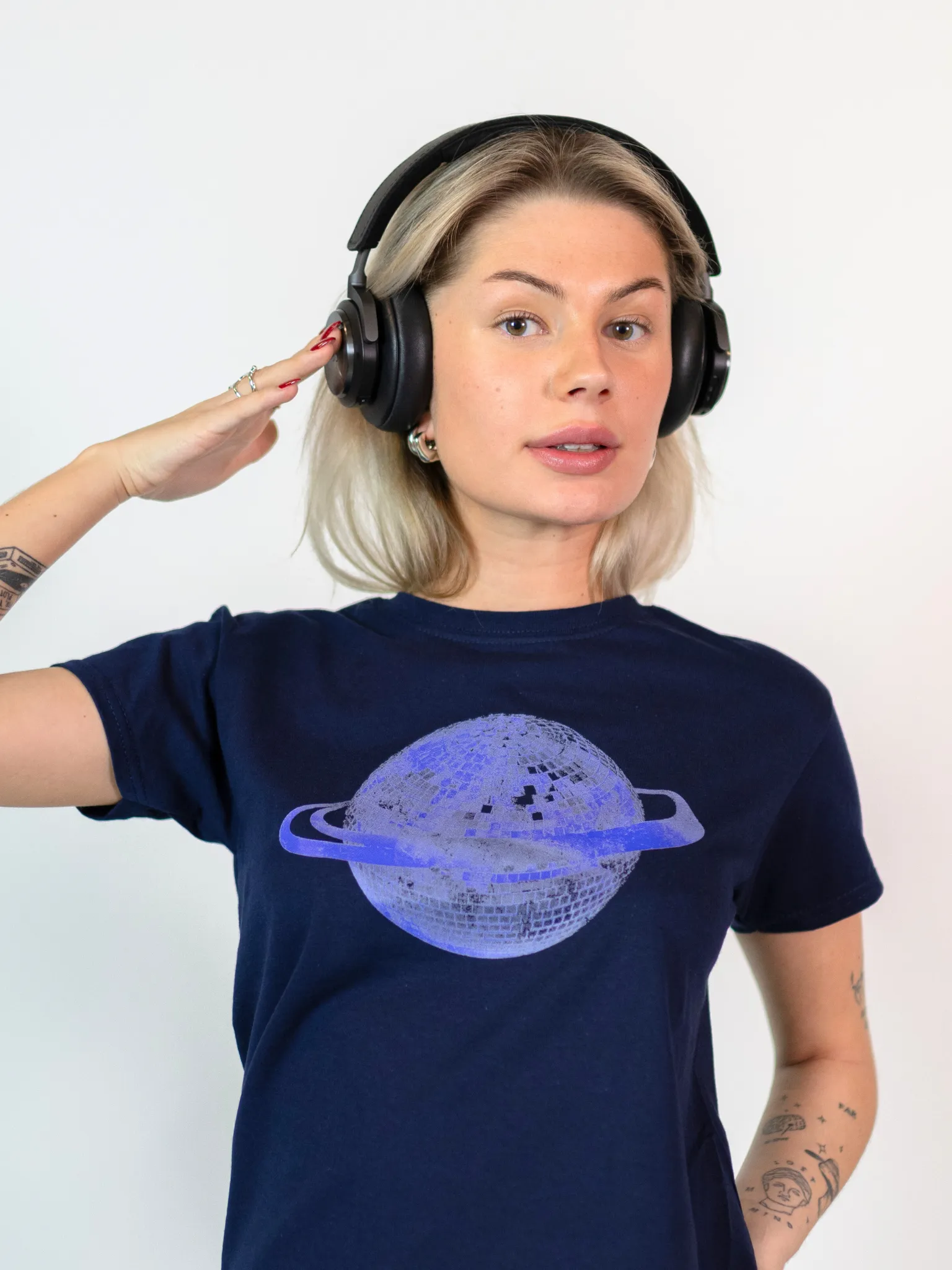 PLANET DISCO (blå), BABY TEE - NAVY