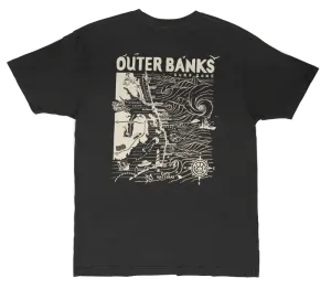 REAL Outer Banks Map Tee-Vintage Black