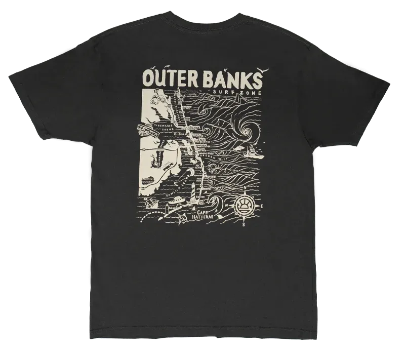 REAL Outer Banks Map Tee-Vintage Black