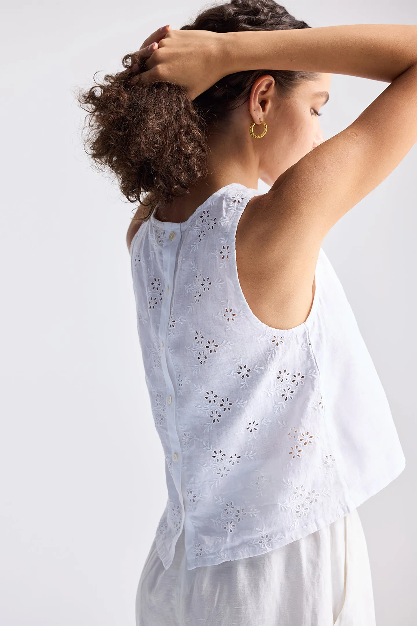 Reistor Button Back Embroidered Crop Top | NEW COLLECTION