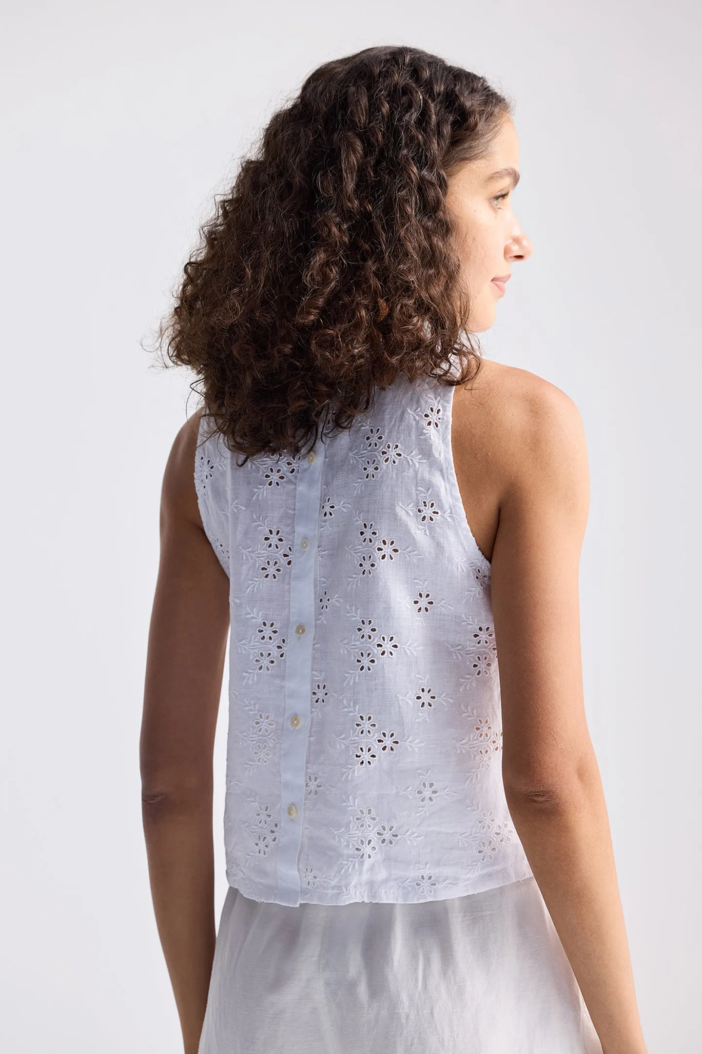 Reistor Button Back Embroidered Crop Top | NEW COLLECTION