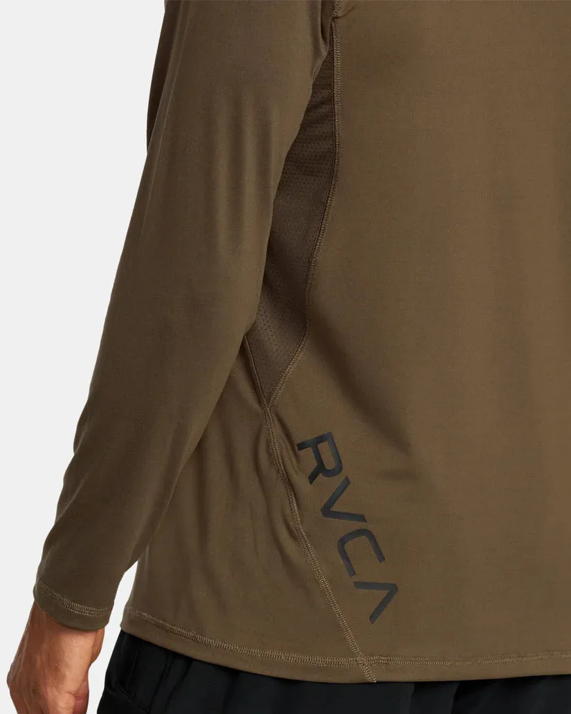 RVCA SPORT VENT LONG SLEEVE TEE - MOCHA