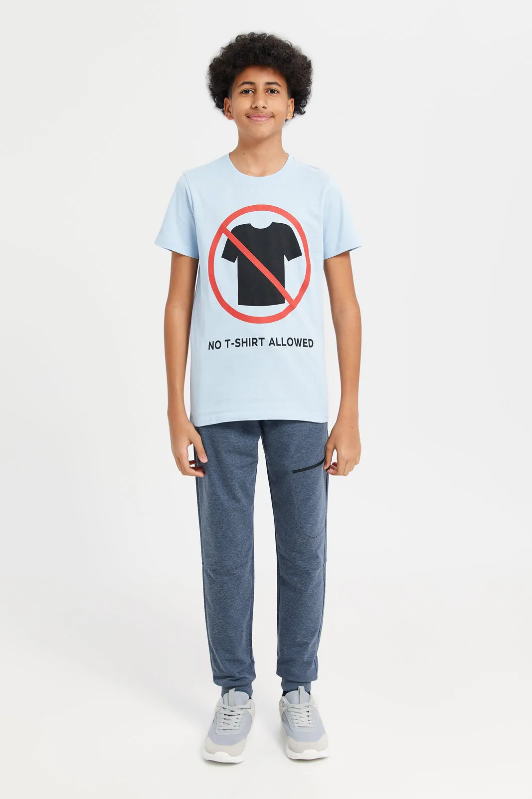 Senior Boys Blue No Allowed Graphic T-Shirt