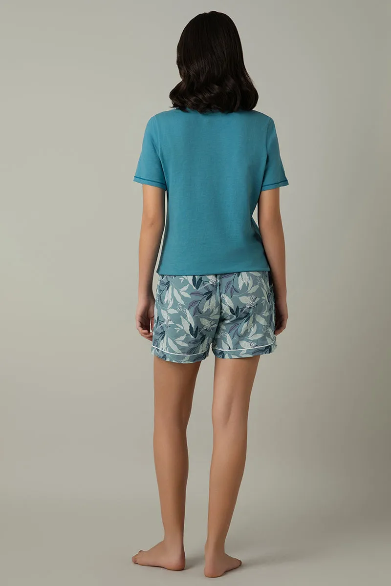 Sleep Shorts - Cameo Leaf Print