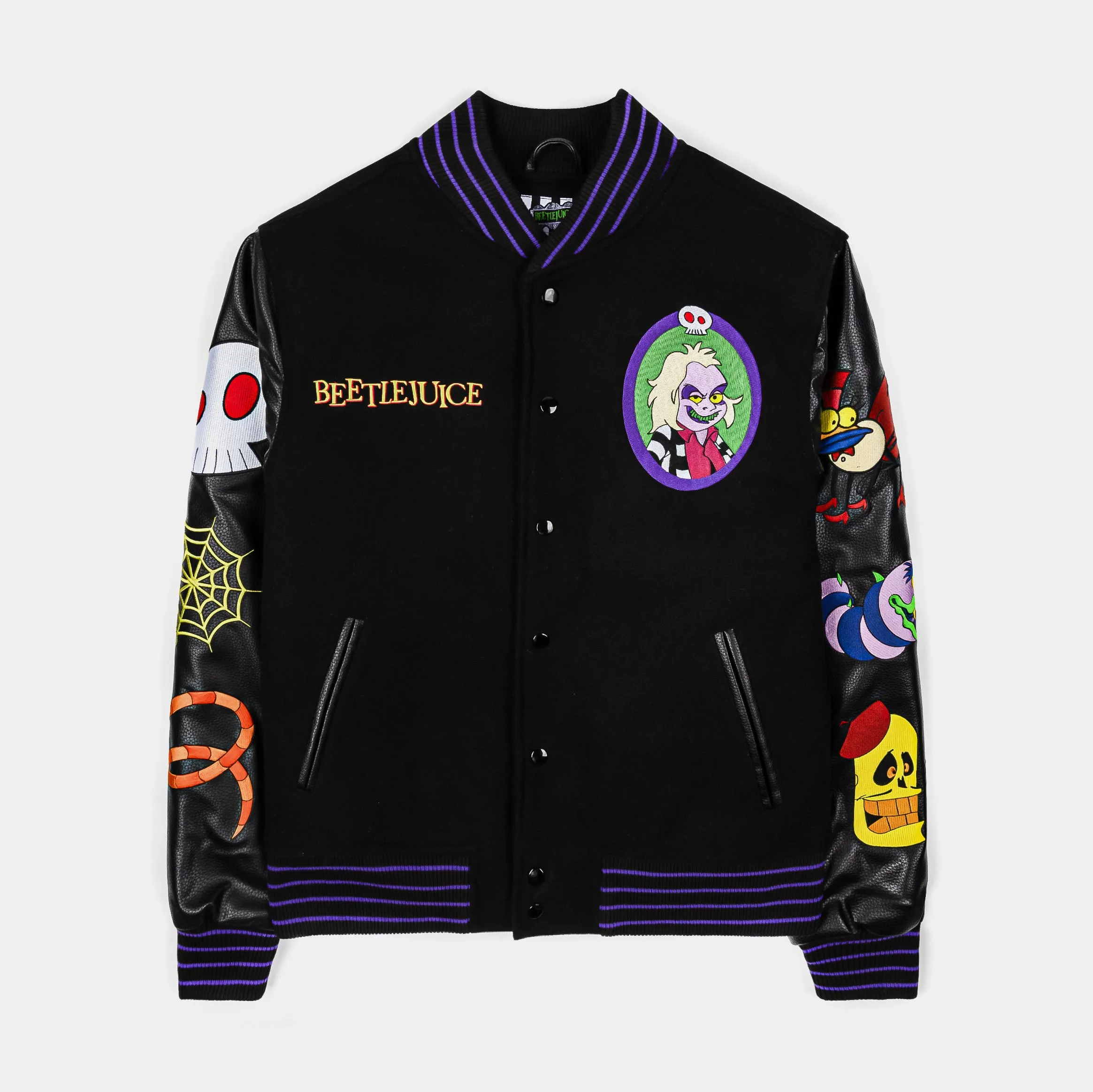 SP x Beetlejuice Haunted House Varsity Mens Jacket (Black/Purple)