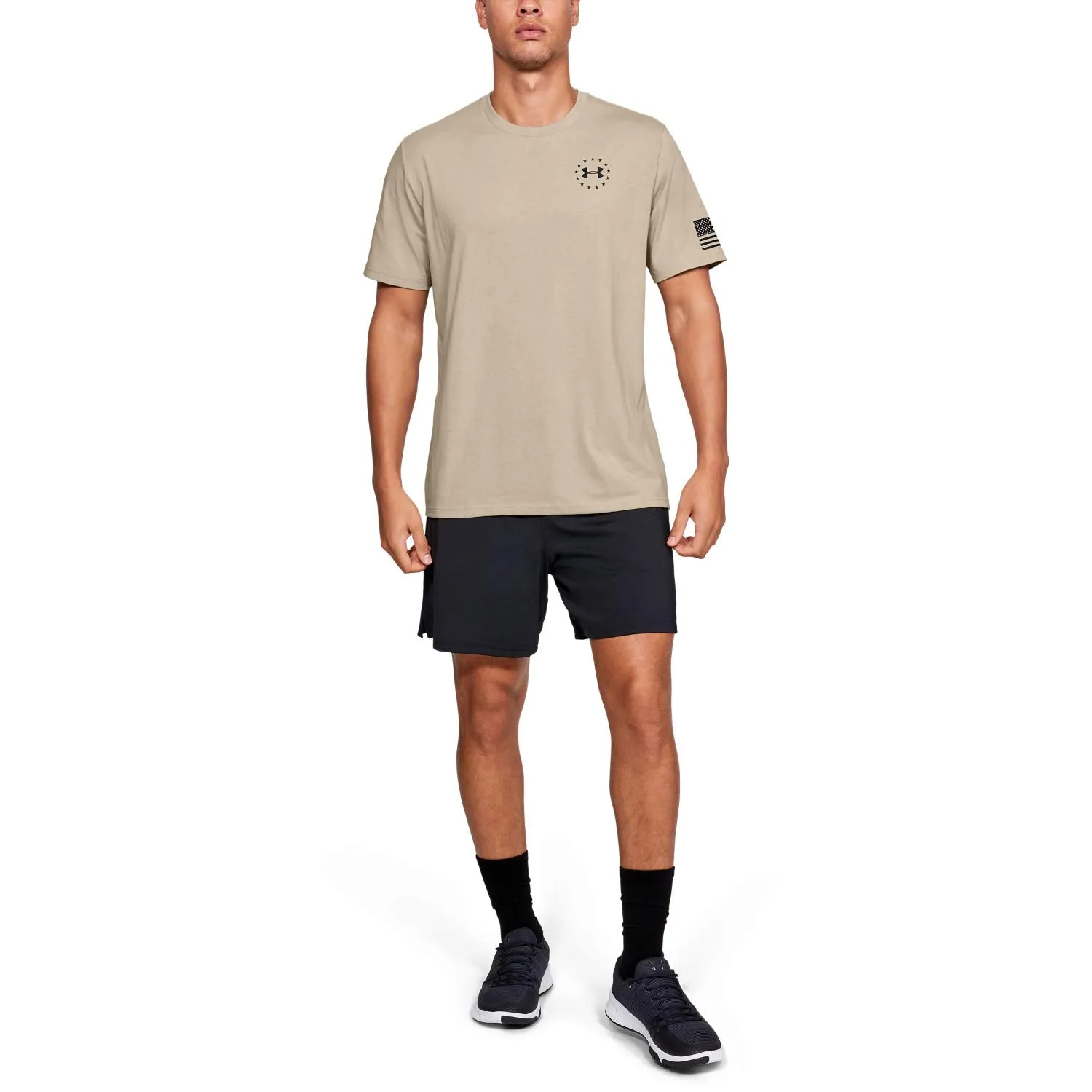 Under Armour Freedom Flag T-Shirt, Desert Sand//Black