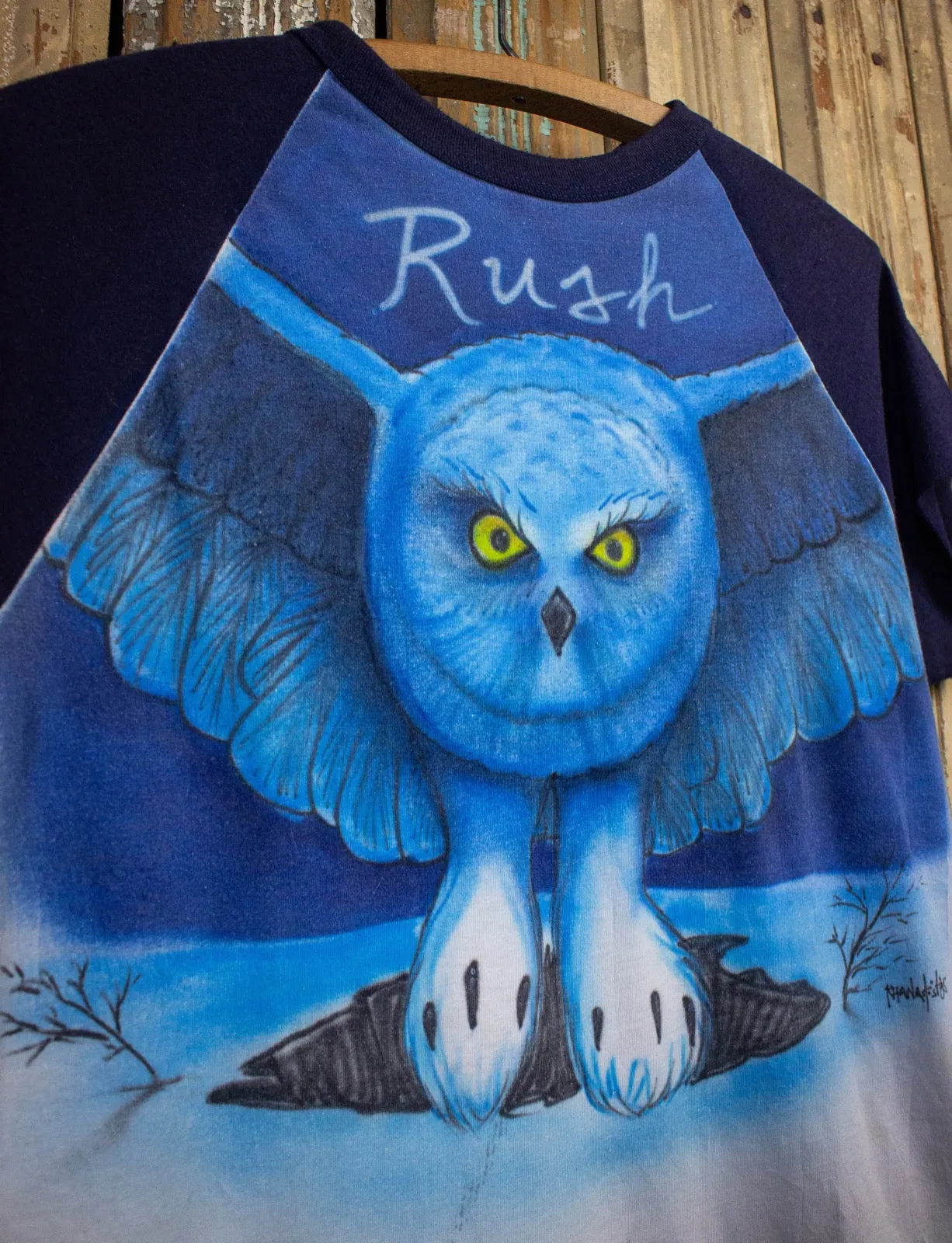 Vintage Rush Fly By Night Cutoff Raglan Concert T Shirt 70s White/Blue Large