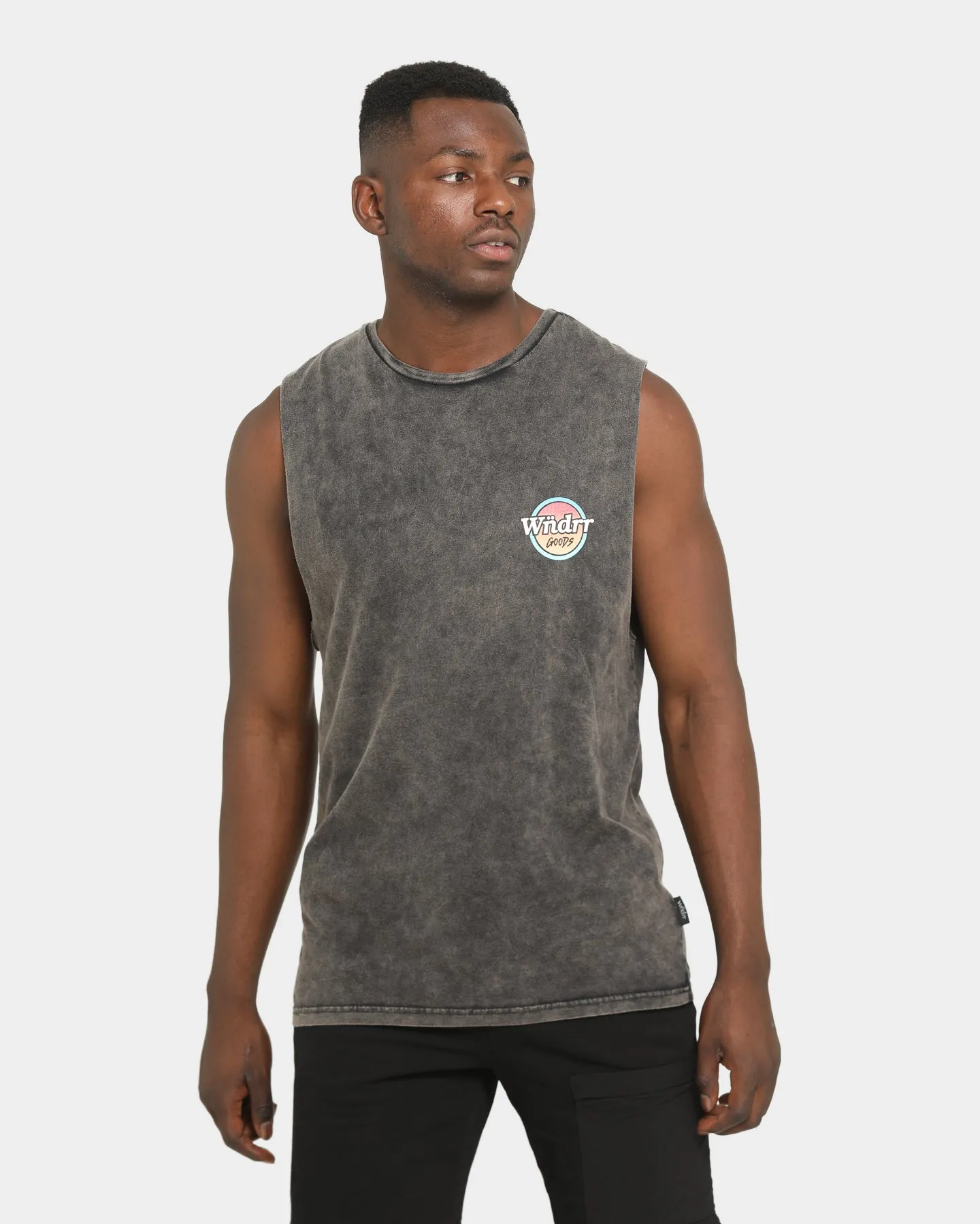 WNDRR Heat Muscle Top Washed Black