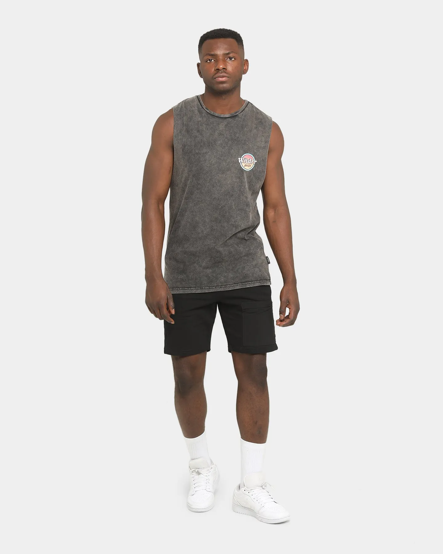 WNDRR Heat Muscle Top Washed Black